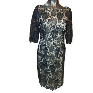 NWT ELIZA J Womens 10 Black Back Zip Lace Overlay Sheath Special Occasion Dress